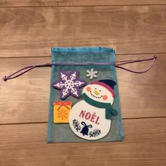 クリスマス 雪だるま オーナメント 巾着袋