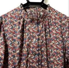 ハンドメイド　ワンピース リバティ生地　使用　赤系