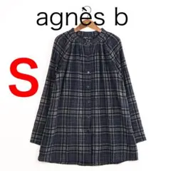 H5380◾️アニエスベー　ウール混チェック長袖シャツ Y2K