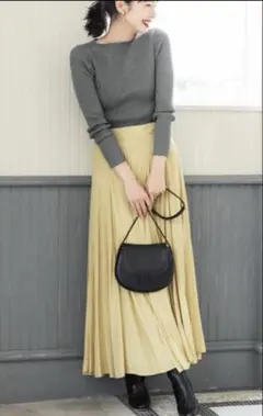 coca極上厚手ボートネックニット　グレー