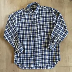 チェック　シャツ　古着　used us ネルシャツ　stussy 秋　青　紺