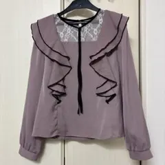 evelyn リボン付きフリルブラウス