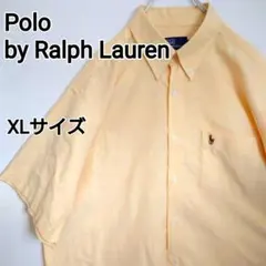 古着 ポロバイラルフローレン 黄 ボタンダウン半袖シャツ 刺繍ロゴ ゆるダボ