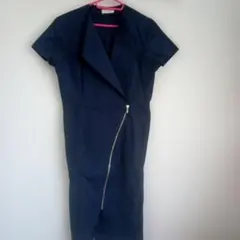 CORDIERネイビー半袖ワンピース ジッパーデザイン　　　中古