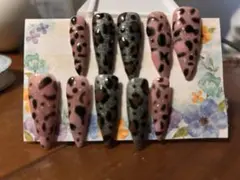 ヒョウ柄ネイルチップ10個セット