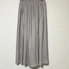 【超美品✨】グレー プリーツスカート ウエストゴム 裏地パンツ付き M ゆったり