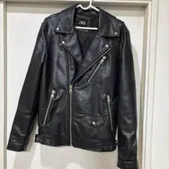 ZARA ブラック レザーライダースジャケット