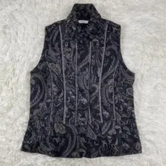 【Milone】新品 ベスト スタンドカラー ペイズリー柄 グレー M