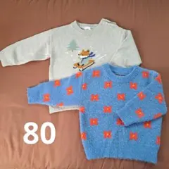 H&MキツネセーターとSHEIN花柄セーター2点セット 80