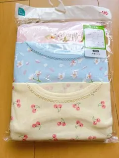 新品 年中肌着 半袖シャツ 肌着 女の子 3枚組 さくらんぼ 綿100お花110
