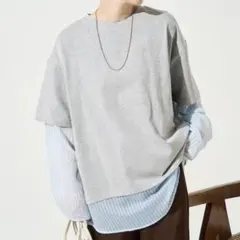 シアーストライプレイヤードプルオーバー