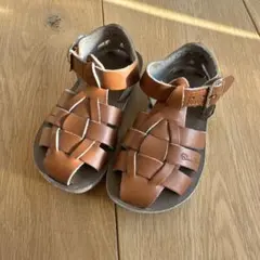 Salt water ブラウン 編み込みサンダル