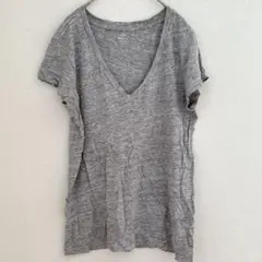 J.CREW 【L】 ジェイクルー 100%リネン VネックTシャツ グレー