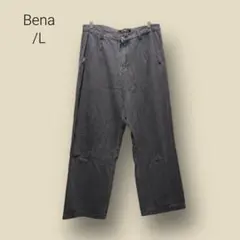 2649　【Bena】　デニム　ジーンズ　ワイド　ブラック　L　大きめ　ダボ