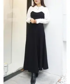 マーキュリーデュオ シャツドッキングニットワンピース ロングワンピース フレアM