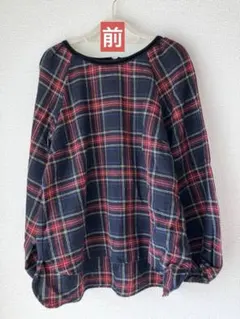ウール98% プルオーバー　タータンチェック　BLUE FRONCE クリスマス