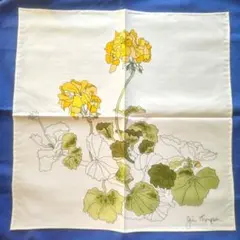 【新品】シルクハンカチ　ジムトンプソン　花　黄色　絹　ギフト用封筒付　大きめ