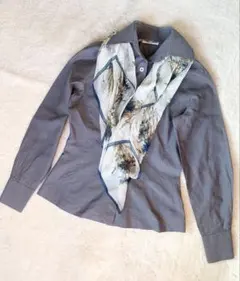 NARA CAMICIE シャツ コットン100% 襟ダブルボタン 長袖グレー