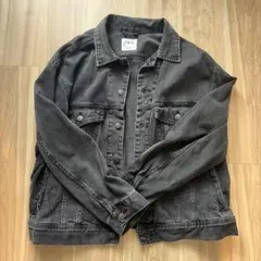ZARA デニムジャケット ブラック Lのサムネイル
