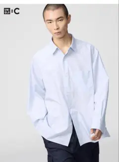 【美品】UNIQLO ブロードオーバーサイズシャツ ストライプ Mサイズ