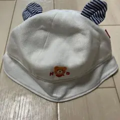 美品‼️ホットビスケッツ　クマの刺繍付き耳付きベビー帽子 SSサイズ