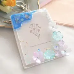 #74 トレカキーホルダー 花火 桜 水色