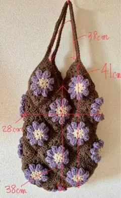 ぷっくりお花モチーフ グラニーバッグ/ハンドメイド