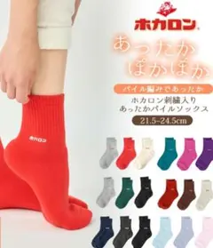 レンフロ　ホカロン ソックス パイル 刺繍 靴下 保温　新品　2枚セット