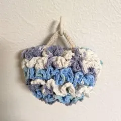 ハンドメイド　フリルたっぷりミニミニバッグ　水色
