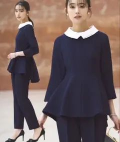 ネイビー ペプラムセットアップ Sサイズ　完売品