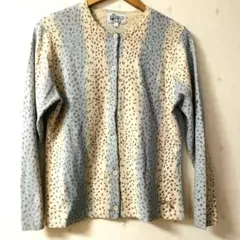 ★KRIZIAクリツィア ★カーディガン★ベージュ/ブルー★レオパード柄 ★L★