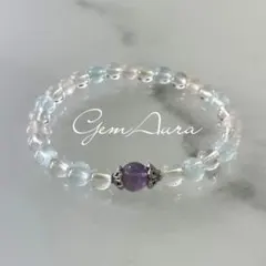恋愛運アップ！天然石ブレスレット　アメジスト　ローズクォーツ　アクアマリン