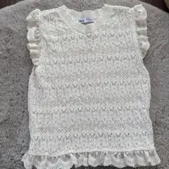 ZARA アイボリー ノースリーブセーター Sサイズ
