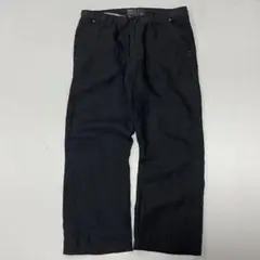90s Euro Vintage ブラック リネン100% スラックス 立体裁断
