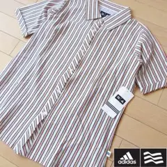 レア新品 M アディダスゴルフ レディース 半袖ストライプシャツ