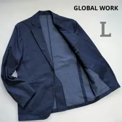 Lsize GLOBAL WORK デニム生地 ストレッチ アンコンジャケット