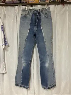 【1点物】リーバイス 550 再構築 リメイク パッチワーク デニム フレア