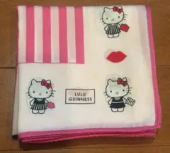 LULU GUINNESS ハローキティ ストライプ　ピンク　ハンカチ