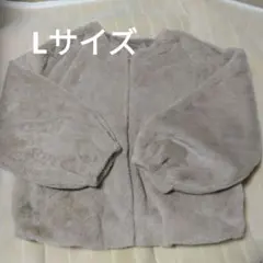 ノーカラーフリースジャケット ベージュ