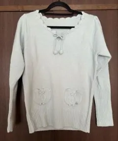 [新品]ポンポネットジュニア 淡い水色 ニット セーター 160