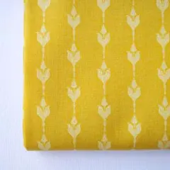 SALE392.ストライプお花柄 USAコットン シーチング はぎれ布　黄色