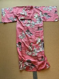 新品ポリエステル桃色着物外国人へお土産ピンク