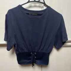 SEVENDAYS=SUNDAY ネイビー クロップドTシャツ M
