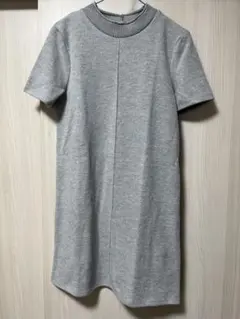 ZARA グレー 半袖　ニット　ワンピース