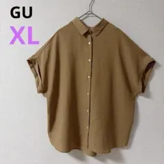 【ジーユー】GU ブラウス　ショートスリーブ シャツ マスタード　ゆったり　XL