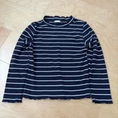 GUネイビーとホワイトのストライプ長袖カットソー 100cm