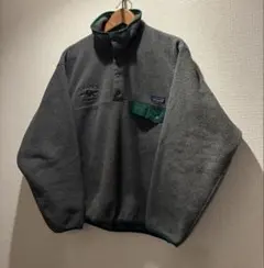patagonia スナップT フリース S グレーxグリーン パタゴニア刺繍入