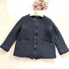 美品★HERNO ヘルノ ノーカラー ジャケット ダブルジップ 42 ネイビーのサムネイル