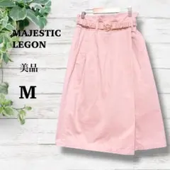 美品【マジェスティックレゴン】ひざ丈　スカート　M ピンク　ウエストゴムのサムネイル