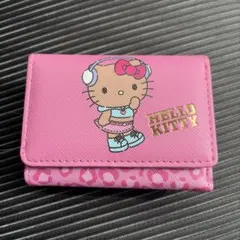 ハローキティ 三つ折り財布 ピンク レオパード柄